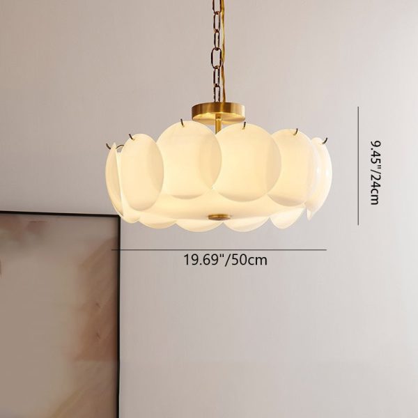 Traditional French Alloy Glass Round Panel 4/6/8-Light Chandelier For Bedroom - Image 5