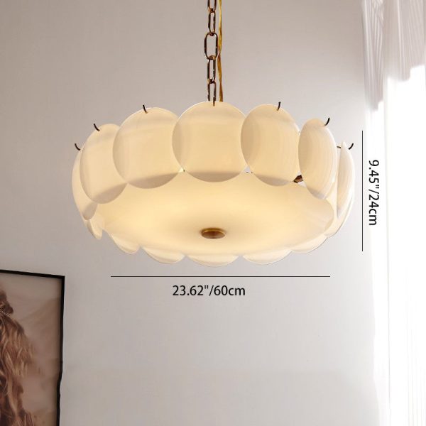 Traditional French Alloy Glass Round Panel 4/6/8-Light Chandelier For Bedroom - Image 6