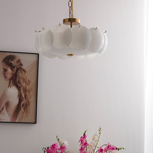 Traditional French Alloy Glass Round Panel 4/6/8-Light Chandelier For Bedroom - Image 11
