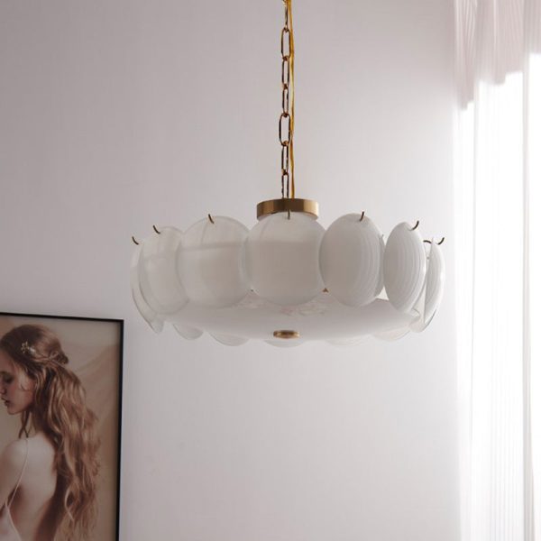 Traditional French Alloy Glass Round Panel 4/6/8-Light Chandelier For Bedroom - Image 12