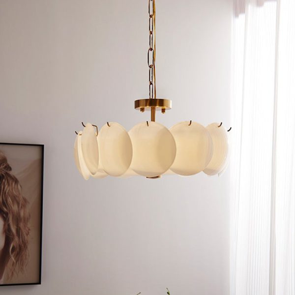Traditional French Alloy Glass Round Panel 4/6/8-Light Chandelier For Bedroom - Image 13