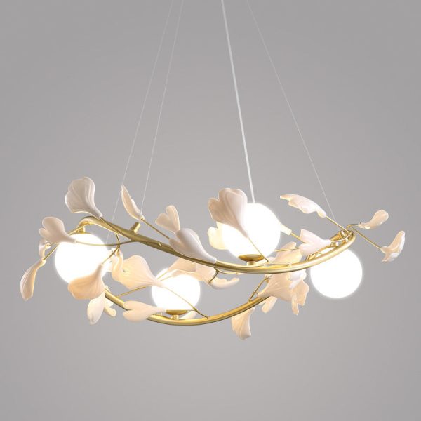 Contemporary Creative PVC Iron Ginkgo Leaf Branching 4/6/8 Lights Chandelier For Dining Room - Image 10