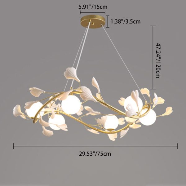 Contemporary Creative PVC Iron Ginkgo Leaf Branching 4/6/8 Lights Chandelier For Dining Room - Image 5