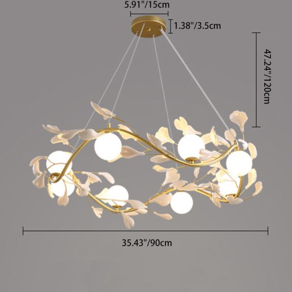 Contemporary Creative PVC Iron Ginkgo Leaf Branching 4/6/8 Lights Chandelier For Dining Room - Image 6