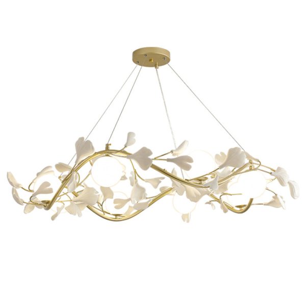 Contemporary Creative PVC Iron Ginkgo Leaf Branching 4/6/8 Lights Chandelier For Dining Room - Image 11