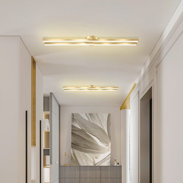 Modern Minimalist Iron Aluminum Acrylic Geometric Line LED Semi-Flush Mount Ceiling Light For Hallway