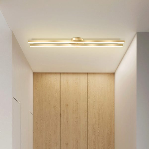 Modern Minimalist Iron Aluminum Acrylic Geometric Line LED Semi-Flush Mount Ceiling Light For Hallway - Image 17
