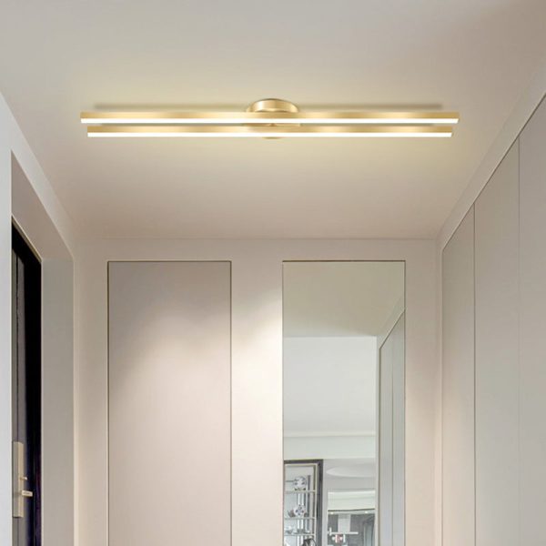 Modern Minimalist Iron Aluminum Acrylic Geometric Line LED Semi-Flush Mount Ceiling Light For Hallway - Image 18