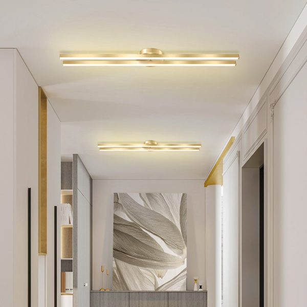 Modern Minimalist Iron Aluminum Acrylic Geometric Line LED Semi-Flush Mount Ceiling Light For Hallway - Image 19