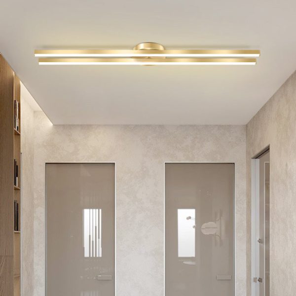 Modern Minimalist Iron Aluminum Acrylic Geometric Line LED Semi-Flush Mount Ceiling Light For Hallway - Image 7