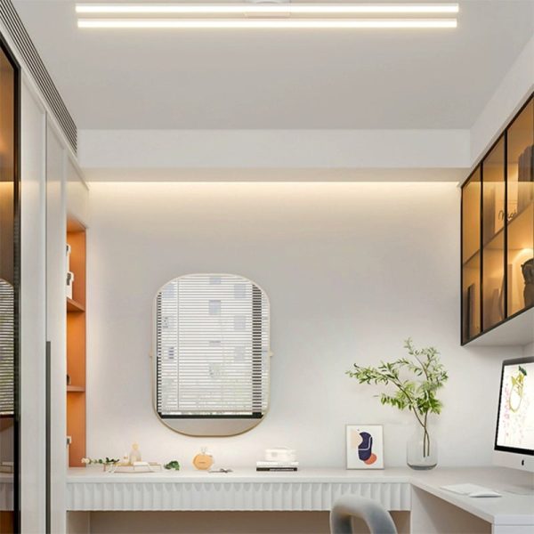 Modern Minimalist Iron Aluminum Acrylic Geometric Line LED Semi-Flush Mount Ceiling Light For Hallway - Image 4