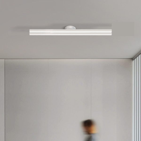Modern Minimalist Iron Aluminum Acrylic Geometric Line LED Semi-Flush Mount Ceiling Light For Hallway - Image 3