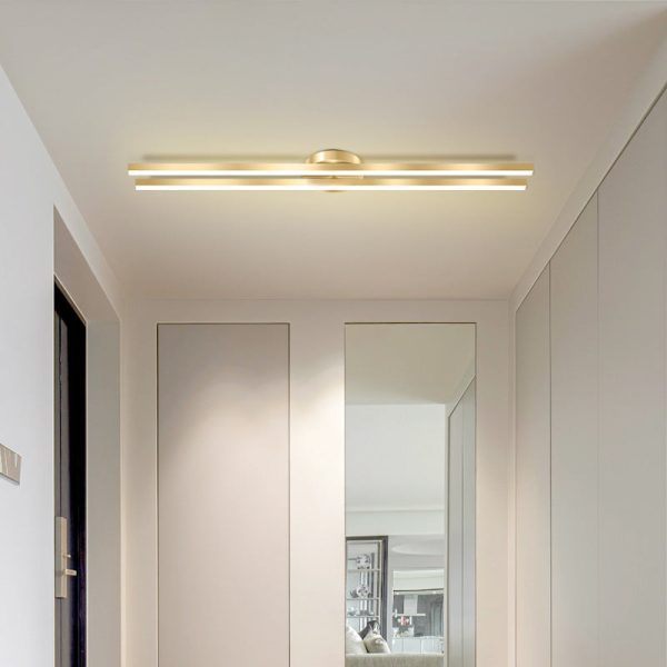 Modern Minimalist Iron Aluminum Acrylic Geometric Line LED Semi-Flush Mount Ceiling Light For Hallway - Image 6