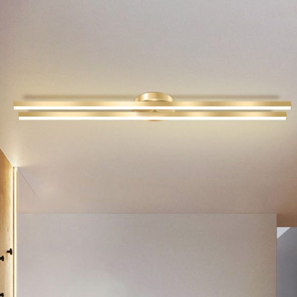 Modern Minimalist Iron Aluminum Acrylic Geometric Line LED Semi-Flush Mount Ceiling Light For Hallway - Image 15