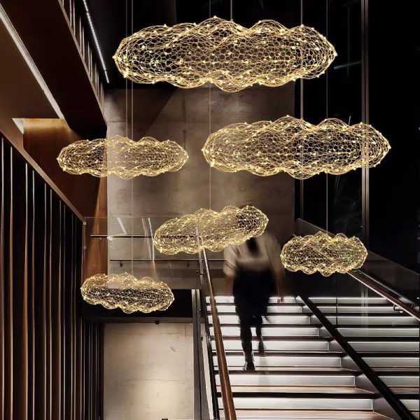 Contemporary Nordic Iron Cloud Starry LED Chandelier For Dining Room Decor
