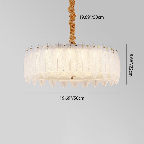 Traditional French Metal & Glass Round Shell Leaf LED Chandelier For Bedroom And Living Room - Image 6