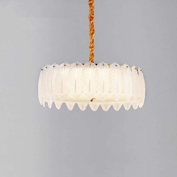 Traditional French Metal & Glass Round Shell Leaf LED Chandelier For Bedroom And Living Room - Image 14