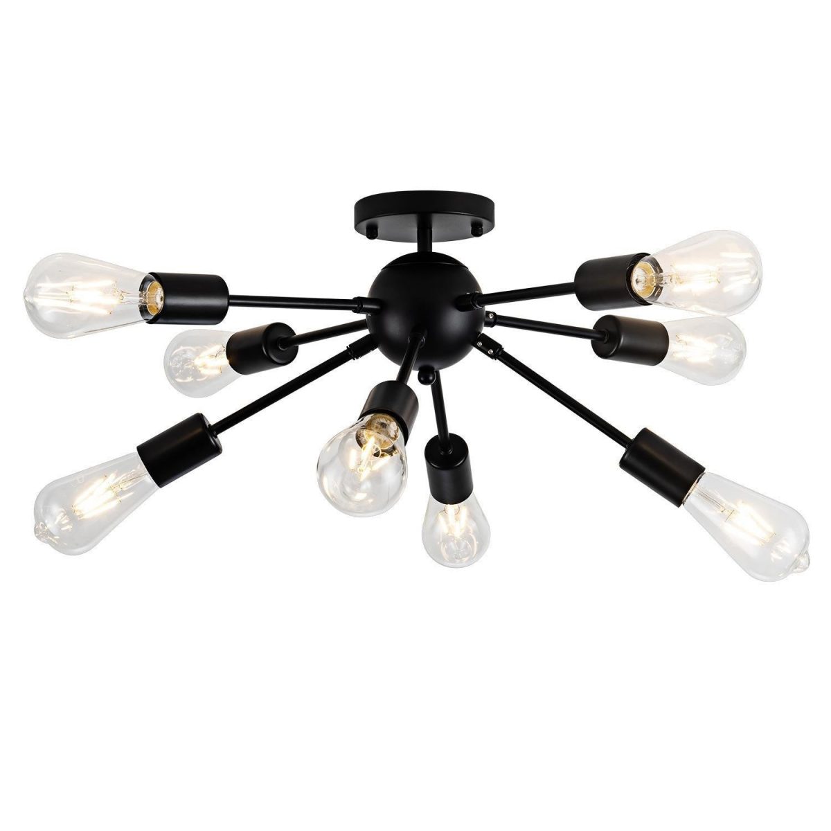 Contemporary Industrial Iron Branch Satellite 8-Light Semi-Flush Mount Ceiling Light For Living Room - Image 8