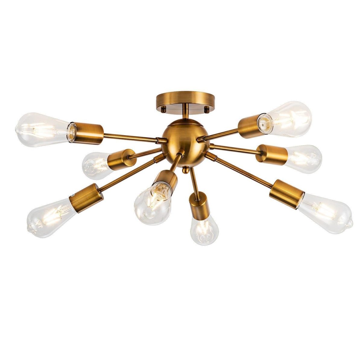 Contemporary Industrial Iron Branch Satellite 8-Light Semi-Flush Mount Ceiling Light For Living Room - Image 9