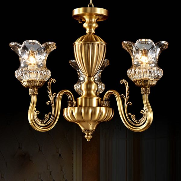 Traditional European Brass Glass Floral 3/8/10-Light Chandelier For Living Room And Bedroom - Image 2