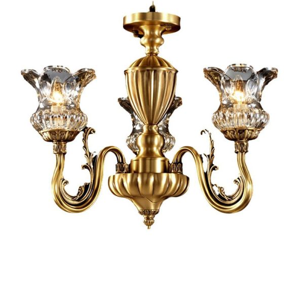 Traditional European Brass Glass Floral 3/8/10-Light Chandelier For Living Room And Bedroom - Image 5