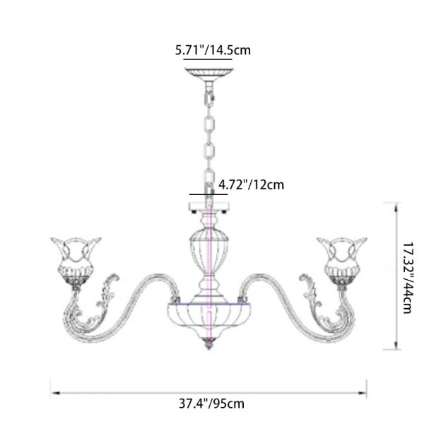Traditional European Brass Glass Floral 3/8/10-Light Chandelier For Living Room And Bedroom - Image 8