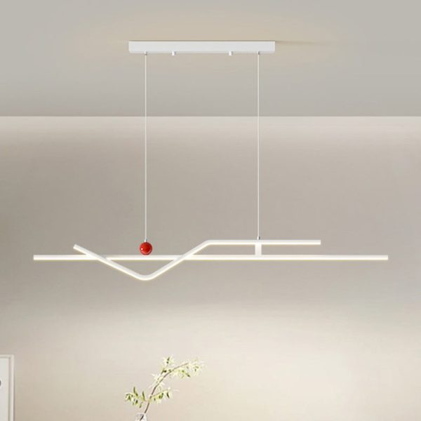 Modern Minimalist Metal Aluminum & Silicone Linear LED Chandelier Island Light For Dining Room - Image 7