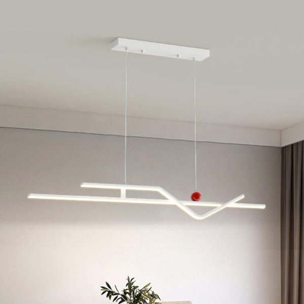 Modern Minimalist Metal Aluminum & Silicone Linear LED Chandelier Island Light For Dining Room - Image 6
