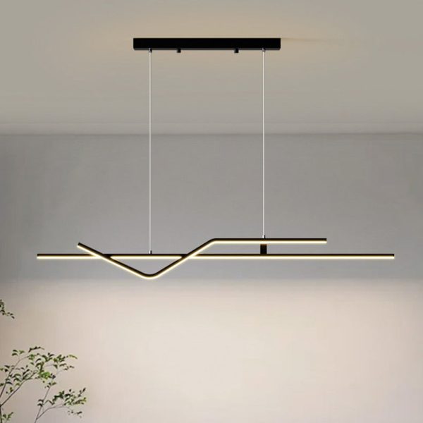 Modern Minimalist Metal Aluminum & Silicone Linear LED Chandelier Island Light For Dining Room - Image 2