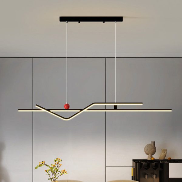 Modern Minimalist Metal Aluminum & Silicone Linear LED Chandelier Island Light For Dining Room - Image 5