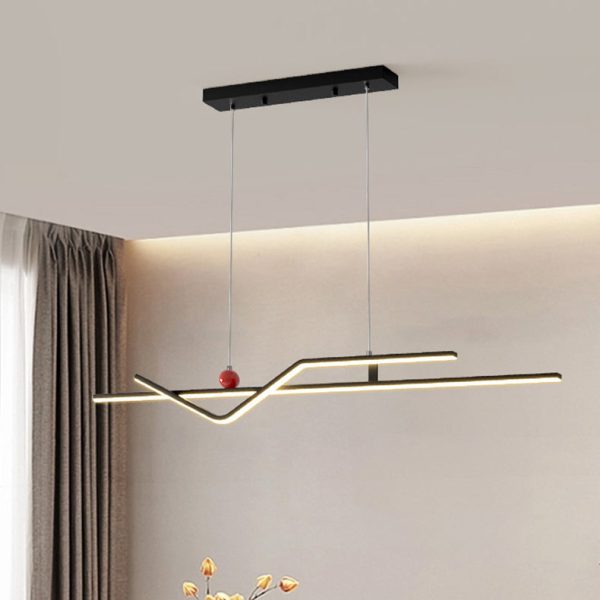 Modern Minimalist Metal Aluminum & Silicone Linear LED Chandelier Island Light For Dining Room - Image 19