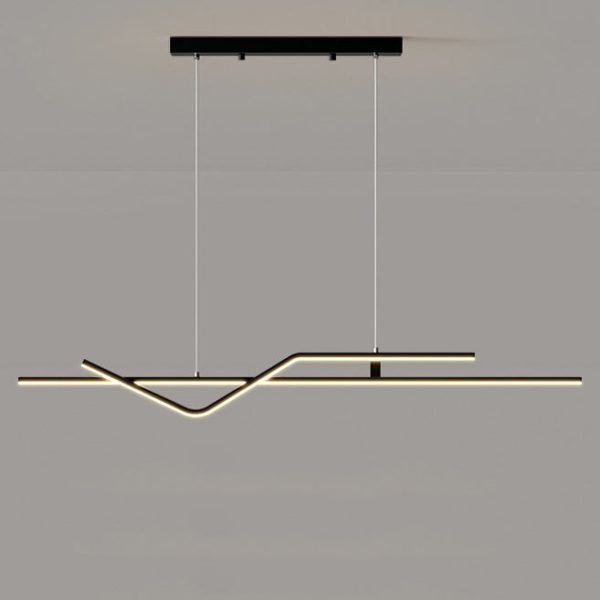 Modern Minimalist Metal Aluminum & Silicone Linear LED Chandelier Island Light For Dining Room - Image 21