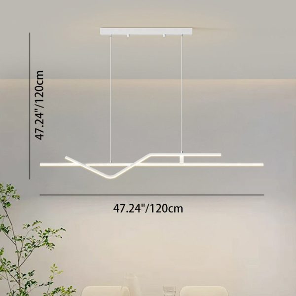 Modern Minimalist Metal Aluminum & Silicone Linear LED Chandelier Island Light For Dining Room - Image 9
