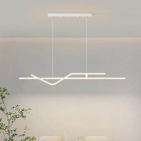 Modern Minimalist Metal Aluminum & Silicone Linear LED Chandelier Island Light For Dining Room - Image 4