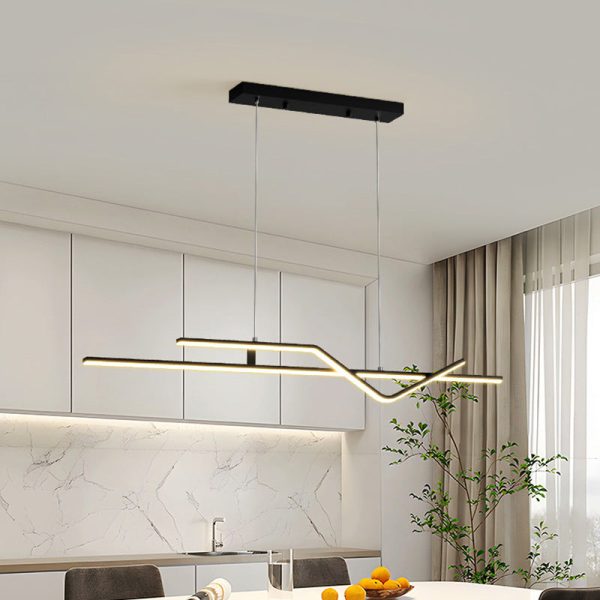 Modern Minimalist Metal Aluminum & Silicone Linear LED Chandelier Island Light For Dining Room - Image 18