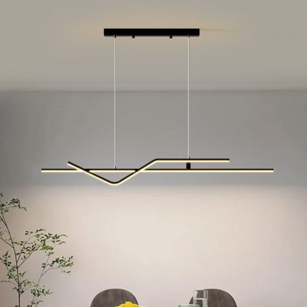 Modern Minimalist Metal Aluminum & Silicone Linear LED Chandelier Island Light For Dining Room - Image 3