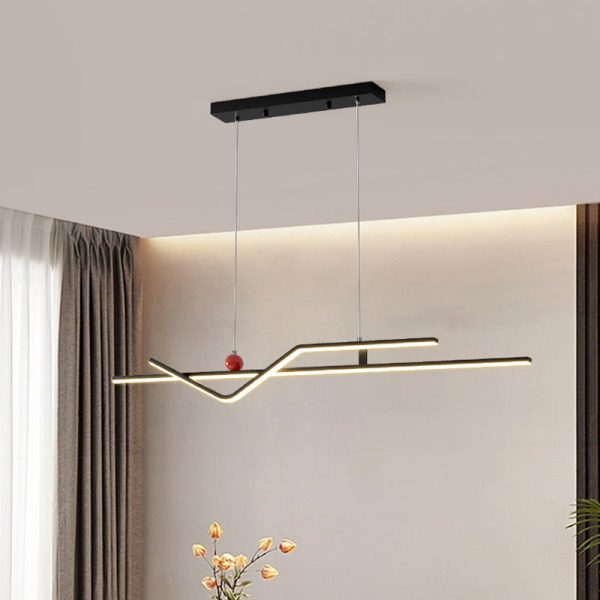 Modern Minimalist Metal Aluminum & Silicone Linear LED Chandelier Island Light For Dining Room - Image 17