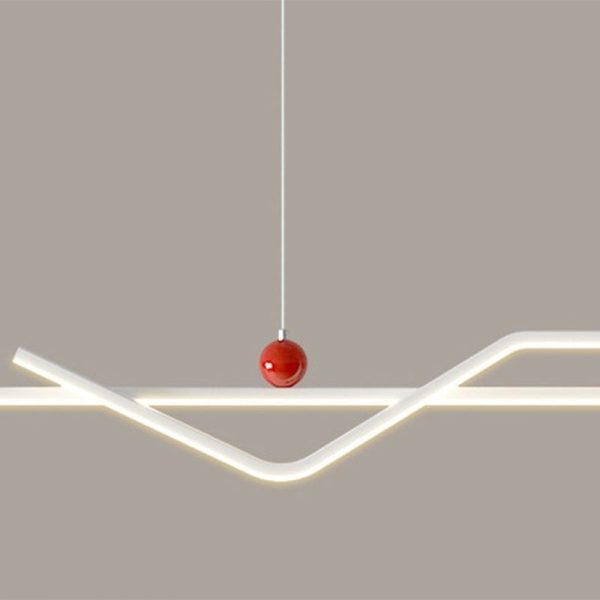 Modern Minimalist Metal Aluminum & Silicone Linear LED Chandelier Island Light For Dining Room - Image 11