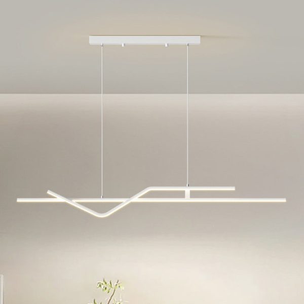 Modern Minimalist Metal Aluminum & Silicone Linear LED Chandelier Island Light For Dining Room - Image 13