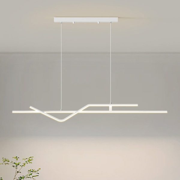 Modern Minimalist Metal Aluminum & Silicone Linear LED Chandelier Island Light For Dining Room - Image 14
