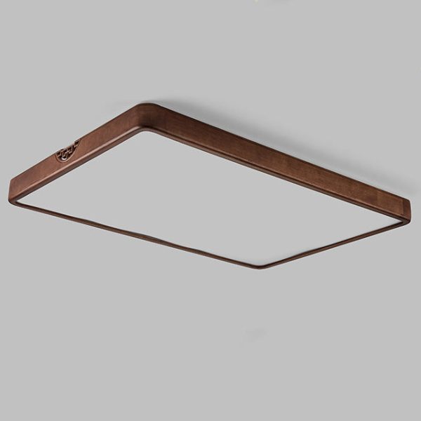 Traditional Chinese Rubberwood Metal Acrylic Square & Rectangular Hollow Pattern LED Flush Mount Ceiling Light For Living Room & Bedroom - Image 21