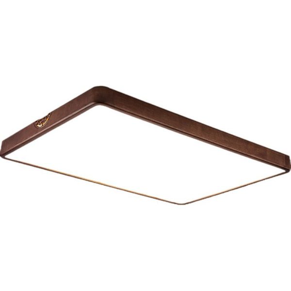 Traditional Chinese Rubberwood Metal Acrylic Square & Rectangular Hollow Pattern LED Flush Mount Ceiling Light For Living Room & Bedroom - Image 23