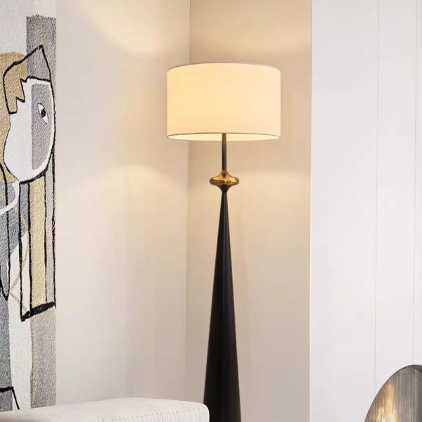 Contemporary Nordic Fabric & Iron Column-Shaped 1-Light Standing Floor Lamp For Living Room & Bedroom - Image 7