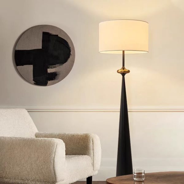 Contemporary Nordic Fabric & Iron Column-Shaped 1-Light Standing Floor Lamp For Living Room & Bedroom - Image 3