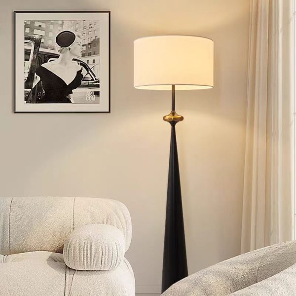 Contemporary Nordic Fabric & Iron Column-Shaped 1-Light Standing Floor Lamp For Living Room & Bedroom - Image 4
