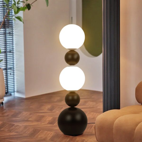 Modern Art Deco Iron And Acrylic Gourd-Shaped Ball LED Standing Floor Lamp For Living Room And Bedroom