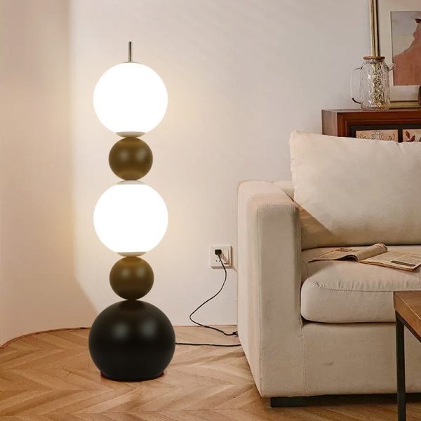 Modern Art Deco Iron And Acrylic Gourd-Shaped Ball LED Standing Floor Lamp For Living Room And Bedroom - Image 6