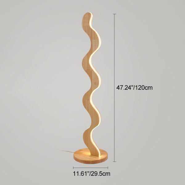Contemporary Creative Oak & Acrylic Wavy LED Standing Floor Lamp For Living Room And Bedroom - Image 9