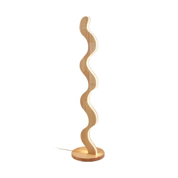 Contemporary Creative Oak & Acrylic Wavy LED Standing Floor Lamp For Living Room And Bedroom - Image 17