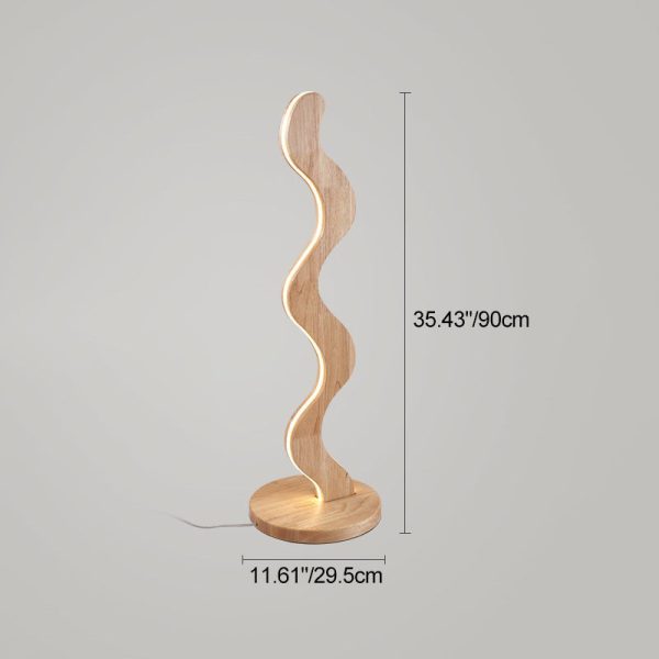 Contemporary Creative Oak & Acrylic Wavy LED Standing Floor Lamp For Living Room And Bedroom - Image 8